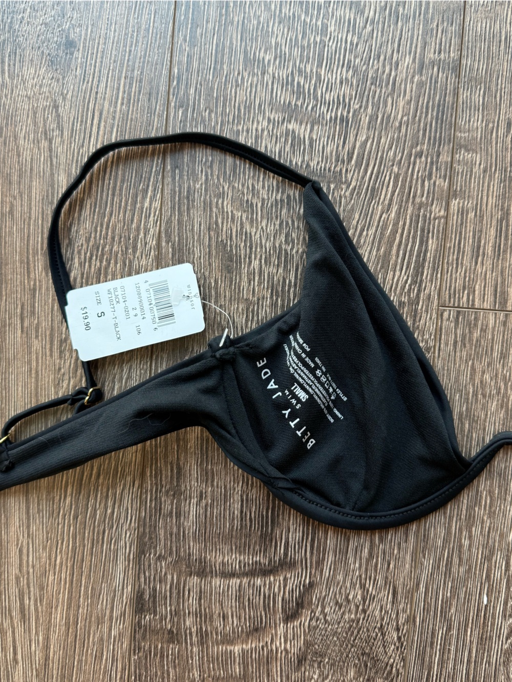 Betty Jade Deep V Wire Black Swimwear Top - Picture 3 of 3